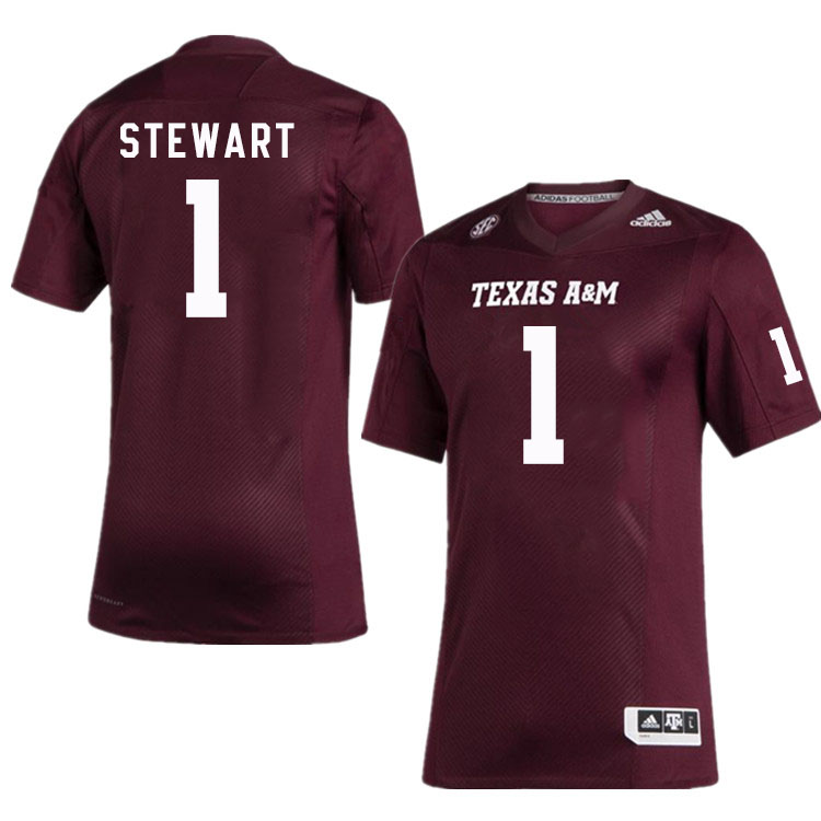 Men #1 Evan Stewart Texas A&M Aggies College Football Jerseys Stitched Sale-Maroon